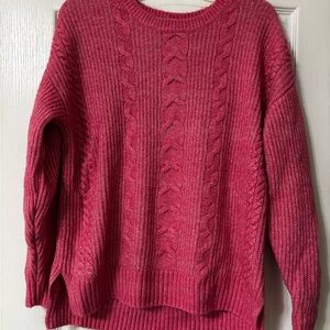 CAbi Elsa Pink Cable Knit pullover sweater.  Size M.